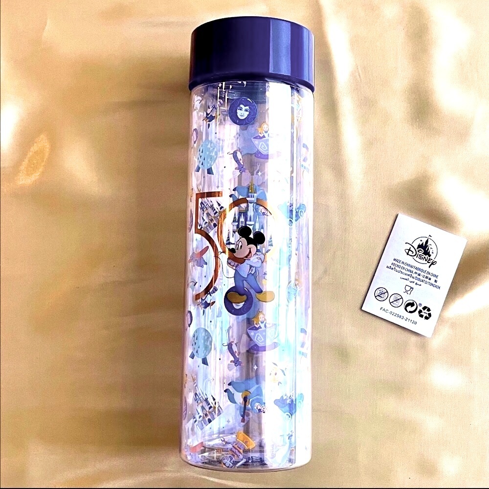 💛💙✨NEW✨💙💛 Disney 50th Magical Celebration Park Icons Plastic Water Bottle